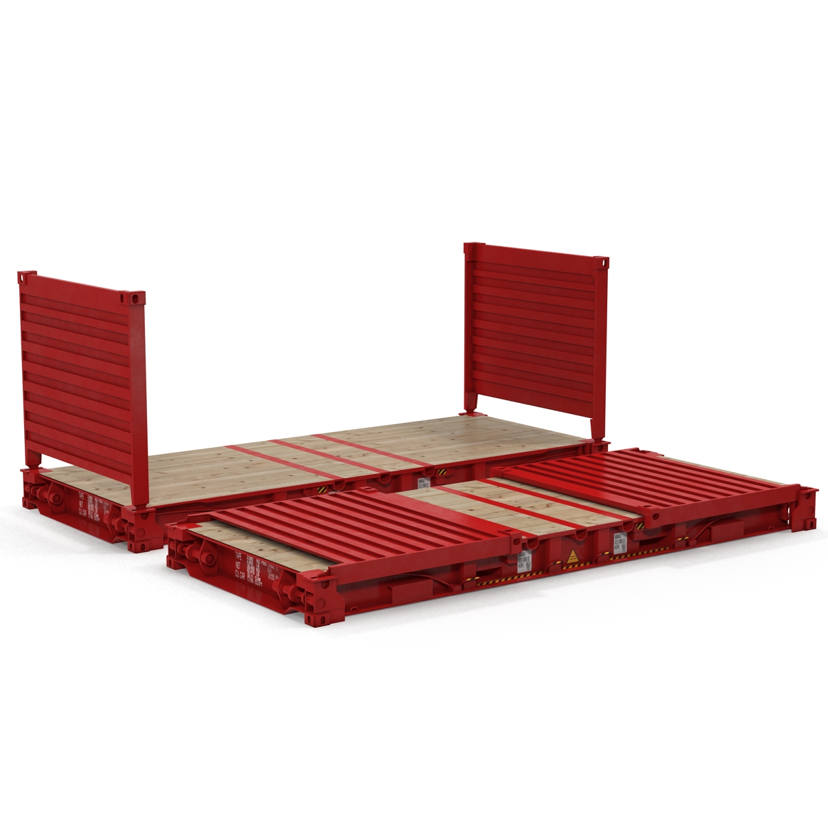 3D Flat Rack Container Red model