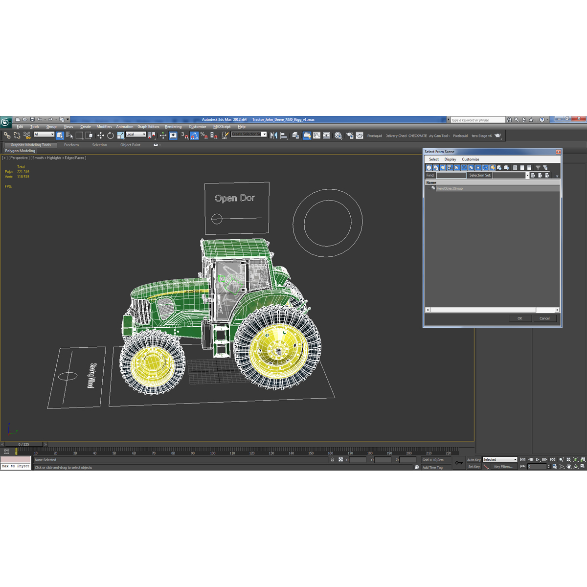 3D model Tractor John Deere 7330 Rigged