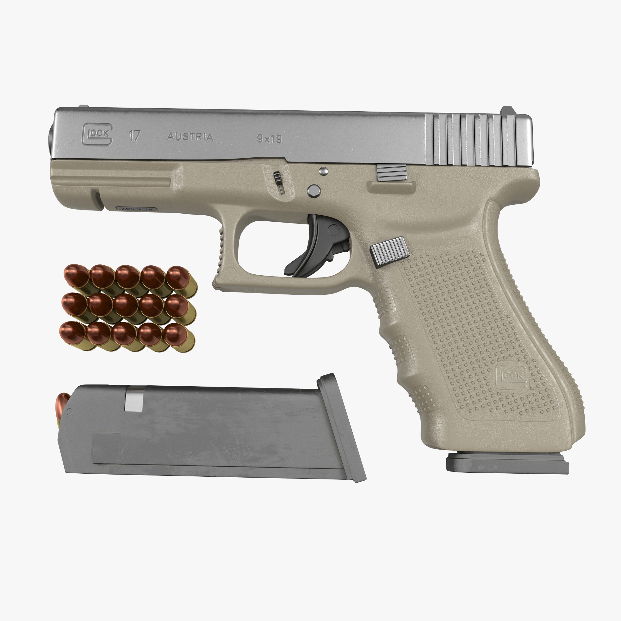 3D model Glock 17 Semi Automatic Pistol