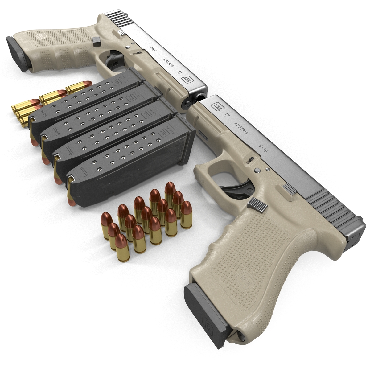 3D model Glock 17 Semi Automatic Pistol