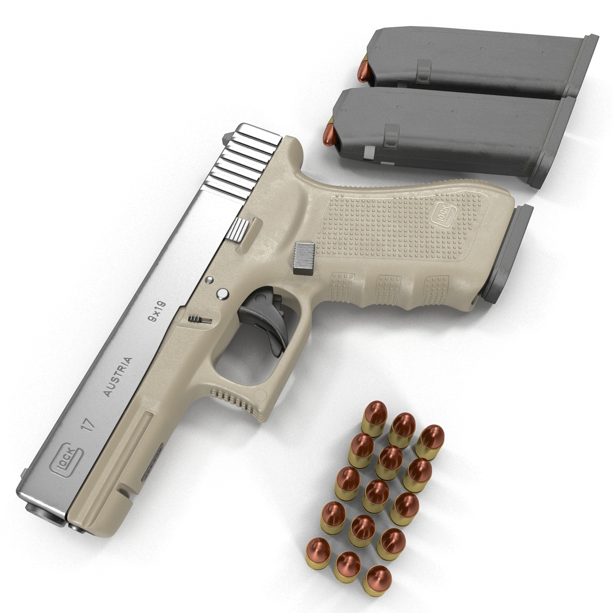 3D model Glock 17 Semi Automatic Pistol