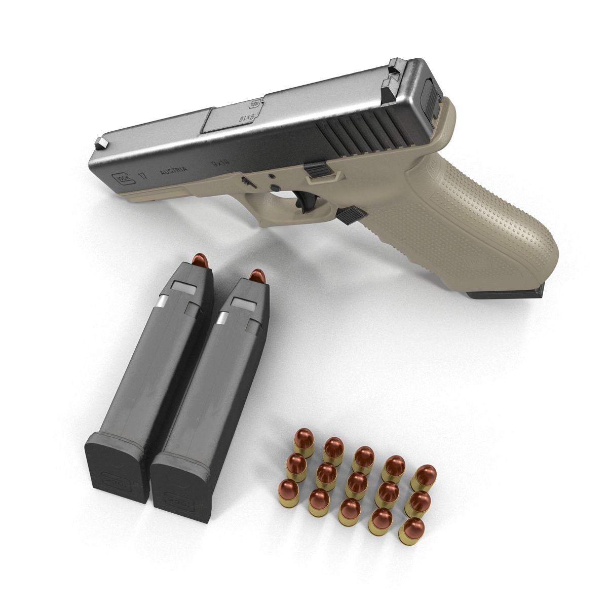 3D model Glock 17 Semi Automatic Pistol