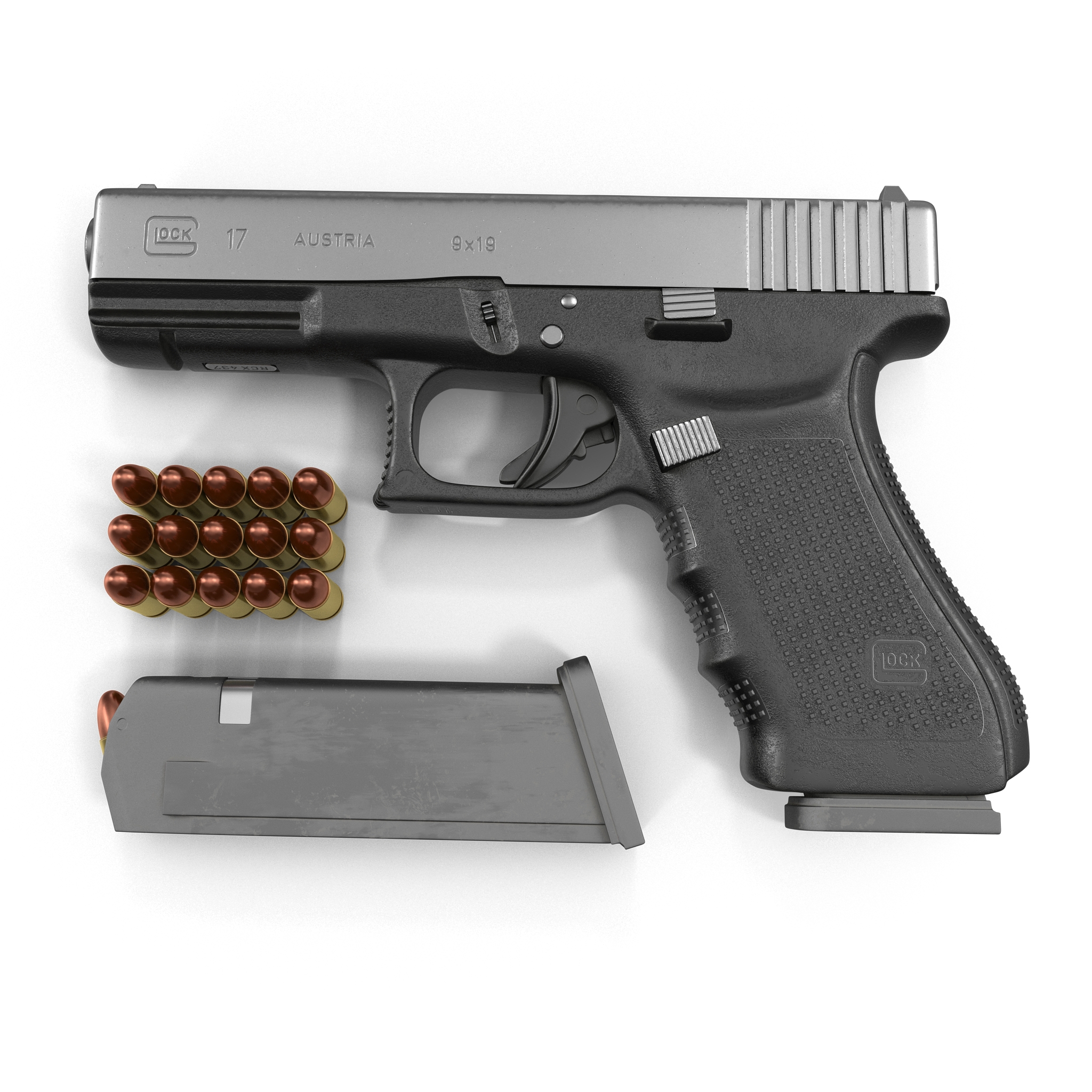 3D Glock 17 Semi Automatic Pistol Black