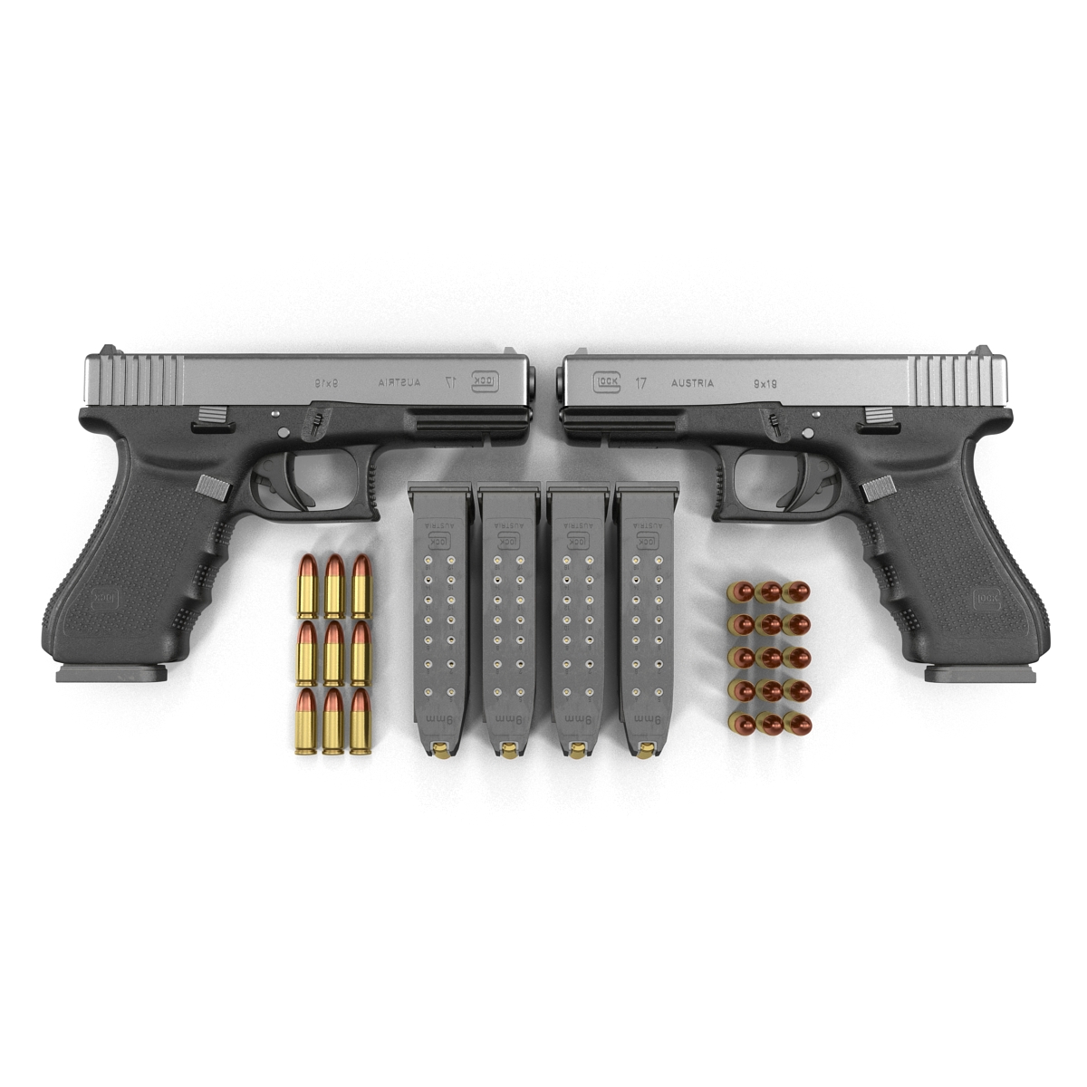 3D Glock 17 Semi Automatic Pistol Black