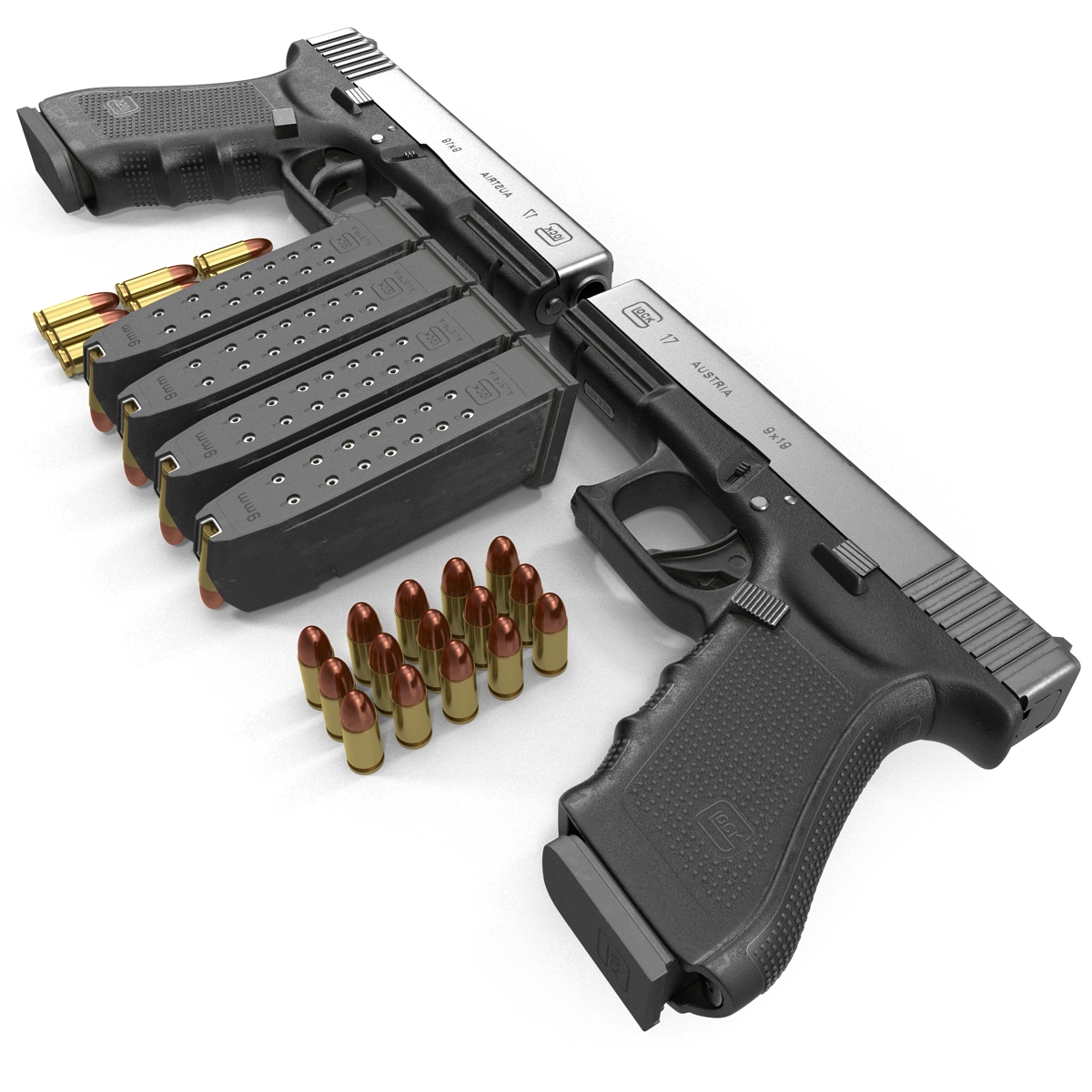 3D Glock 17 Semi Automatic Pistol Black