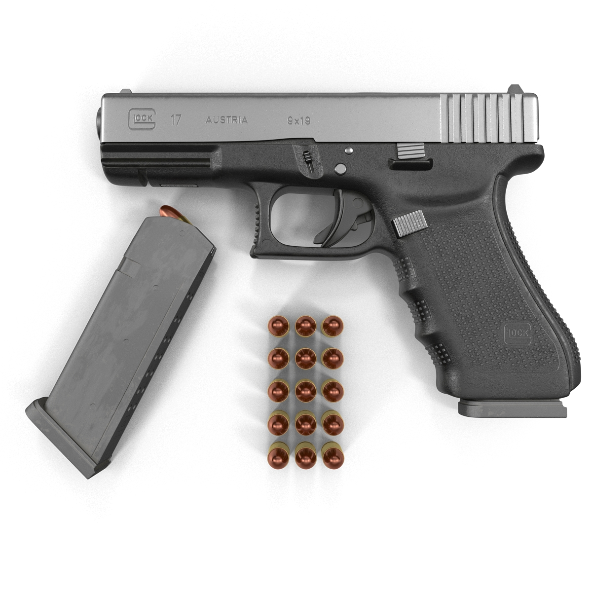 3D Glock 17 Semi Automatic Pistol Black