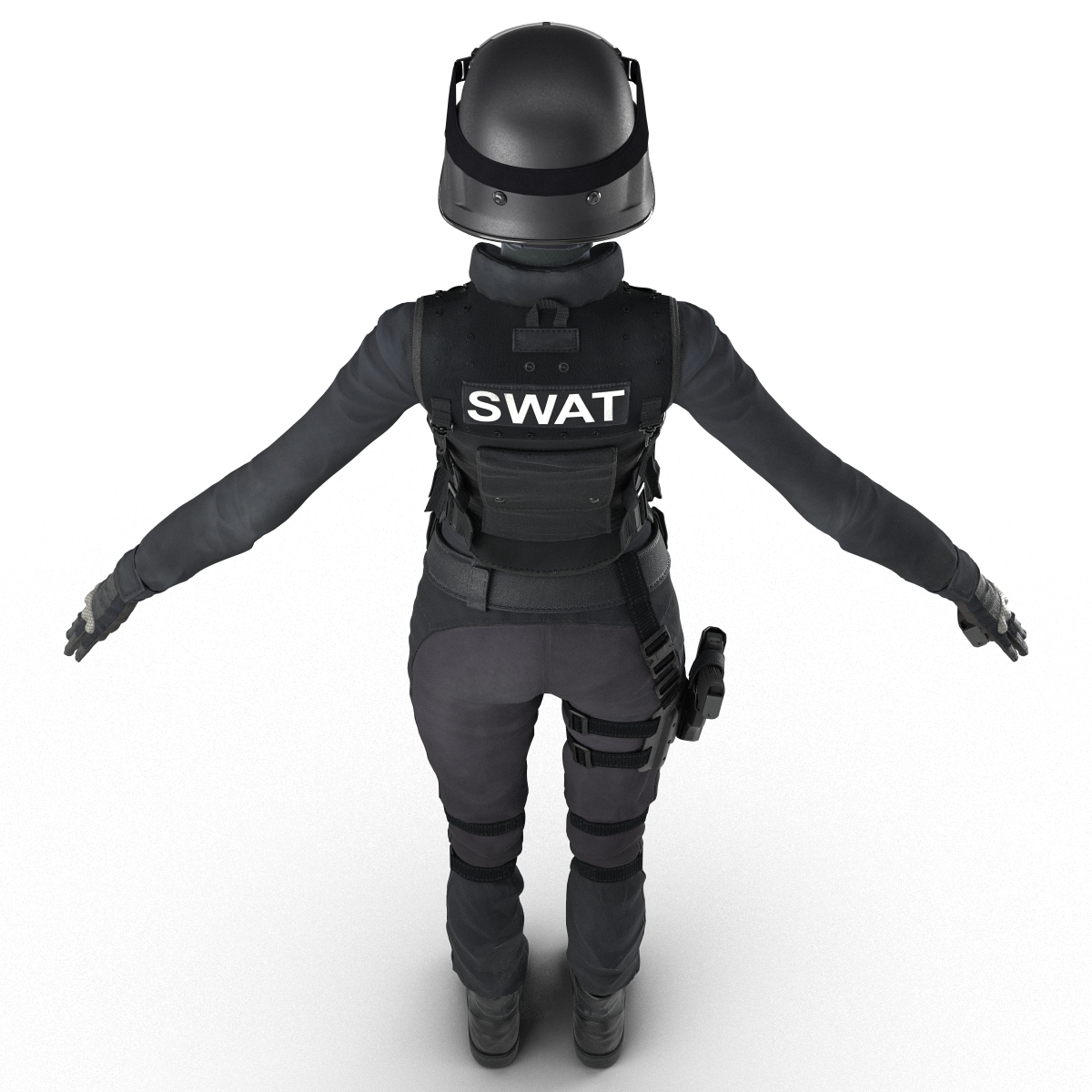 3D SWAT Woman Asian Rigged model