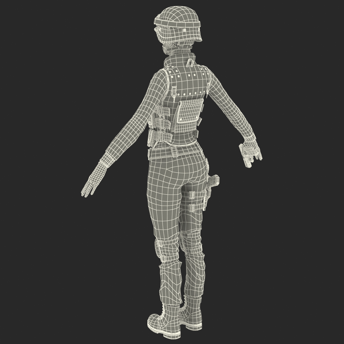 3D SWAT Woman Asian Rigged model