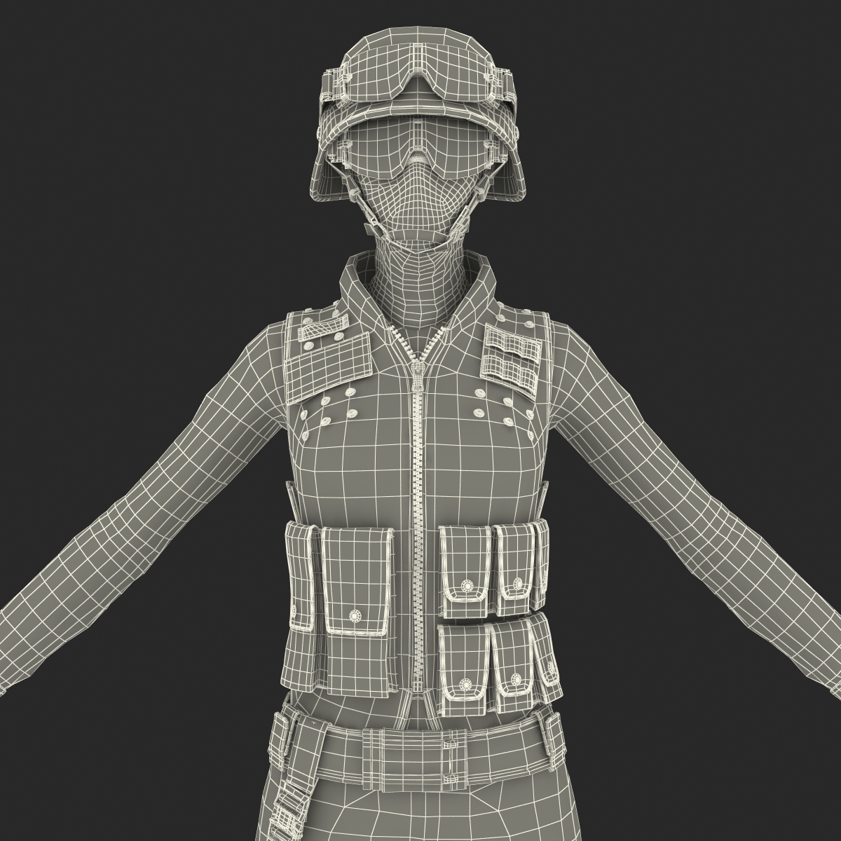 3D SWAT Woman Asian Rigged model