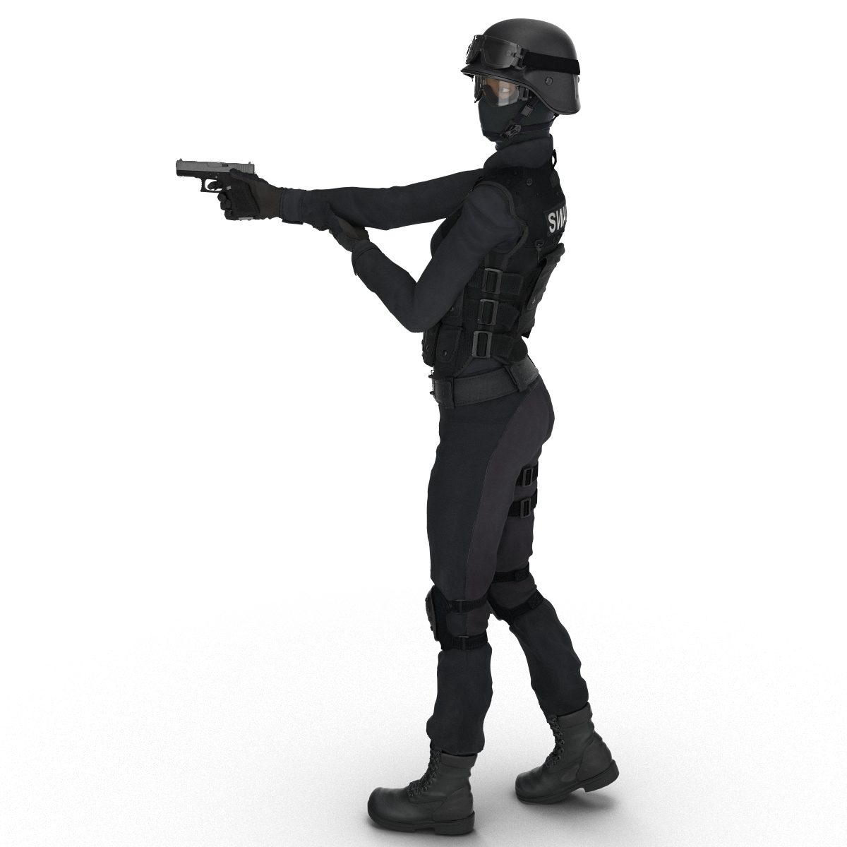 3D SWAT Woman Asian Rigged model