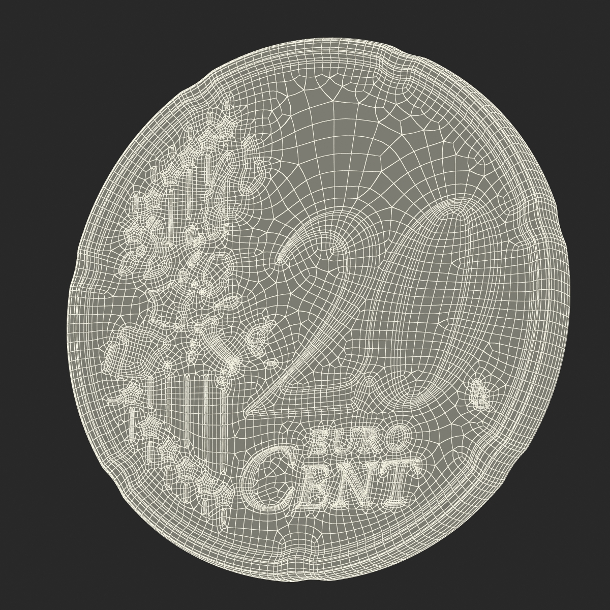 French Euro Coin 20 Cent 3D model