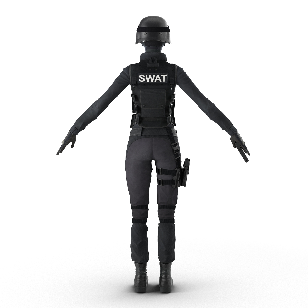 SWAT Indian Woman Rigged 3D model