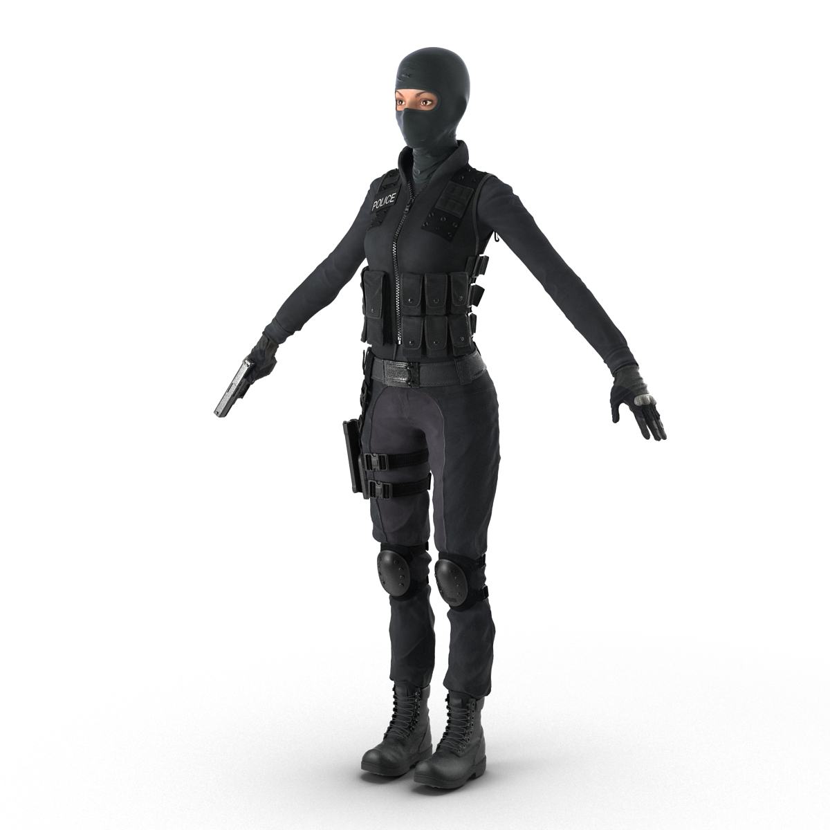 SWAT Indian Woman Rigged 3D model