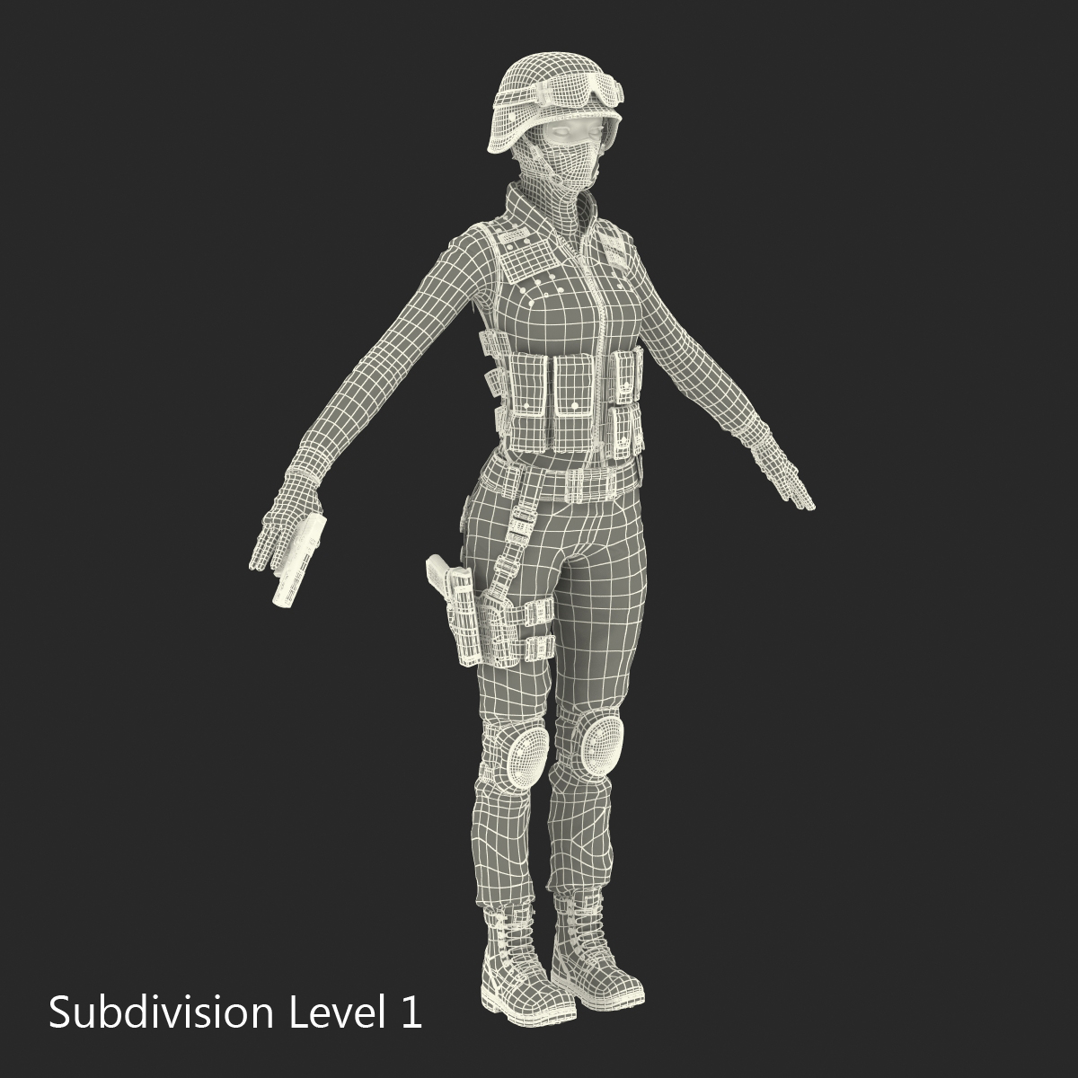 SWAT Indian Woman Rigged 3D model