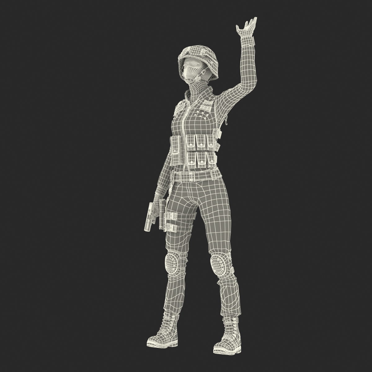 SWAT Indian Woman Rigged 3D model