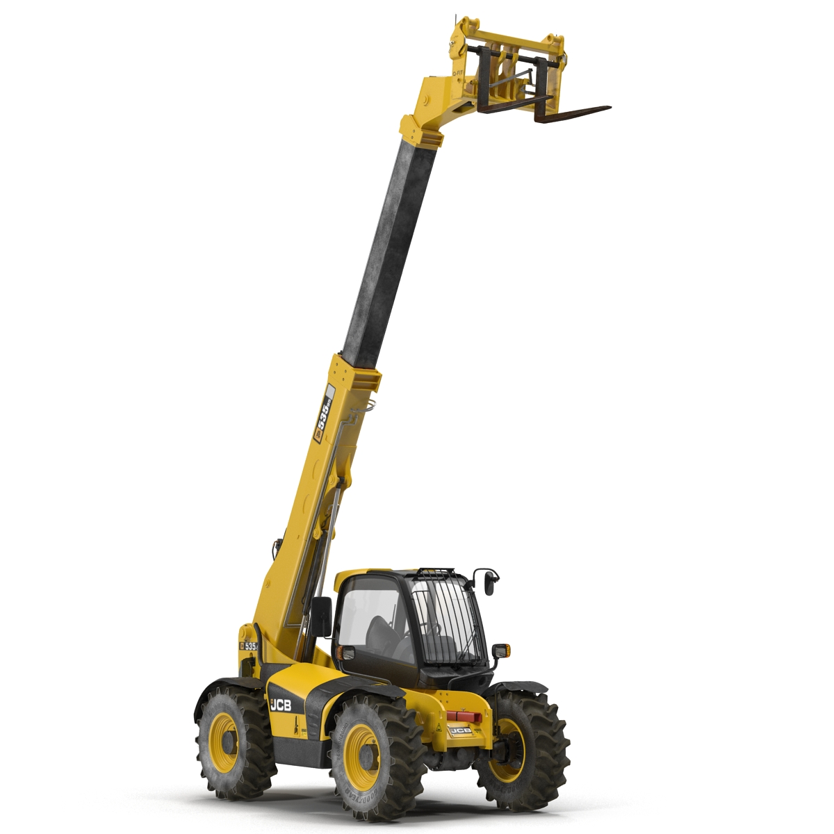 Telescopic Handler Forklift JCB 535 95 Yellow Rigged 3D