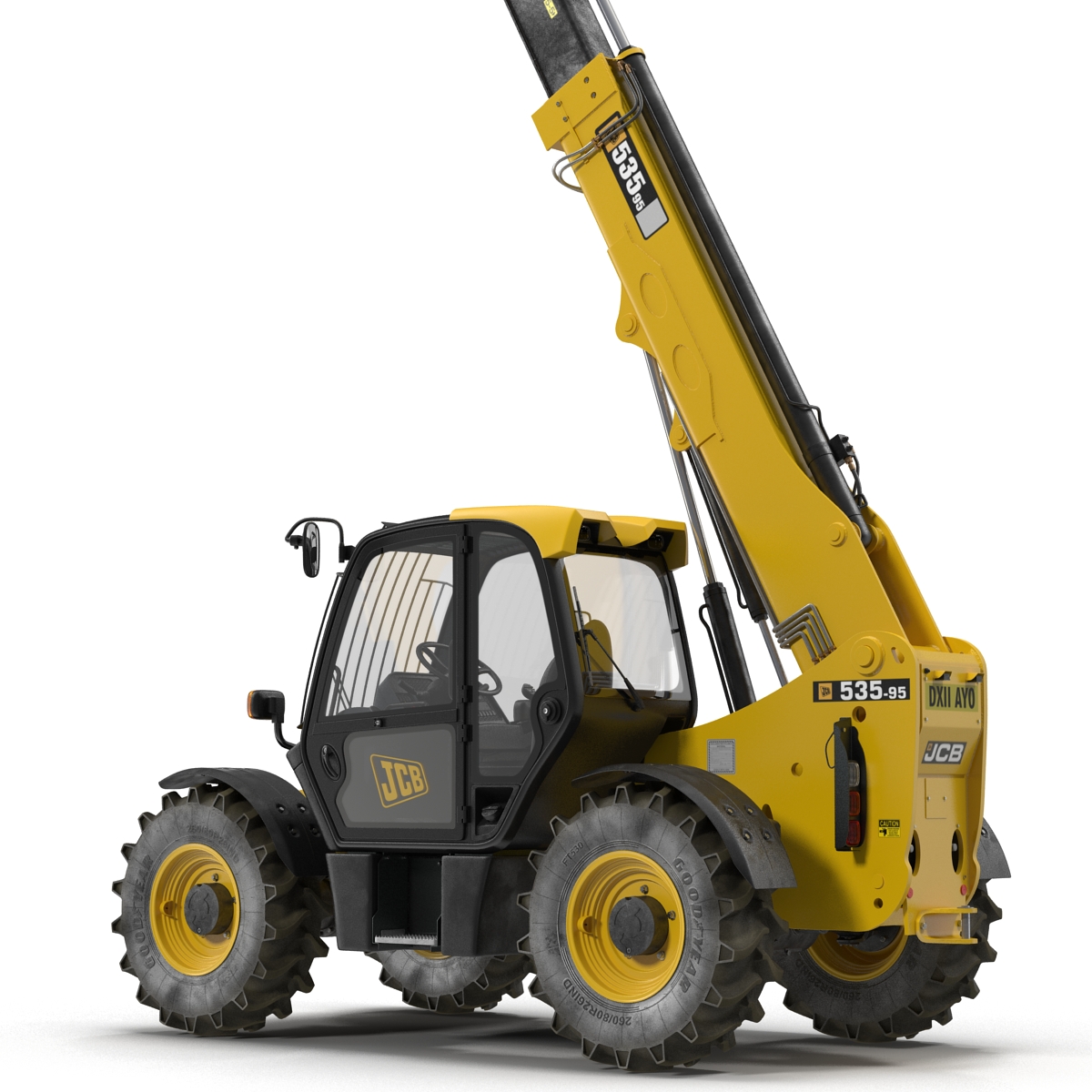 Telescopic Handler Forklift JCB 535 95 Yellow Rigged 3D