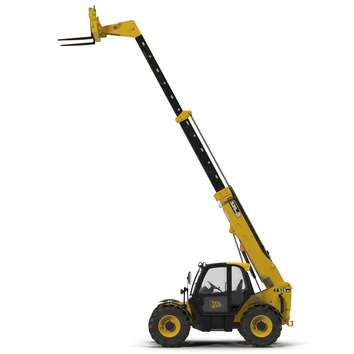 Telescopic Handler Forklift JCB 535 95 Yellow Rigged 3D