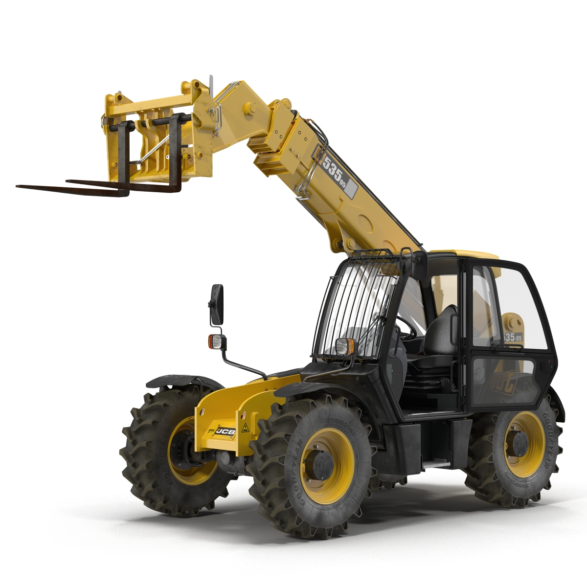 Telescopic Handler Forklift JCB 535 95 Yellow Rigged 3D