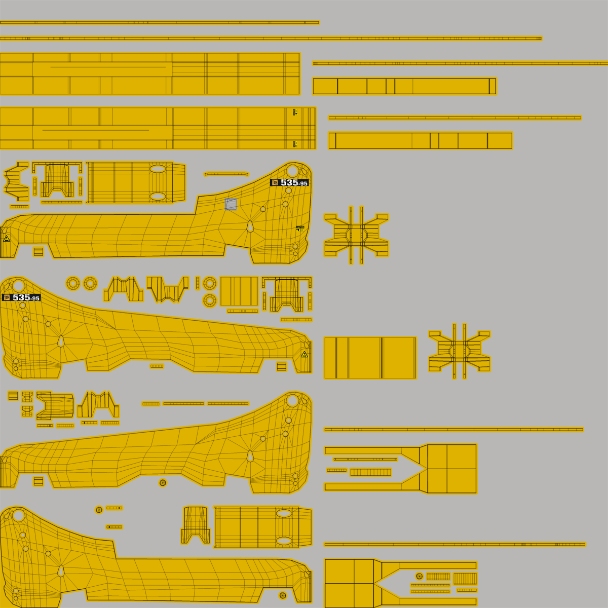 Telescopic Handler Forklift JCB 535 95 Yellow Rigged 3D