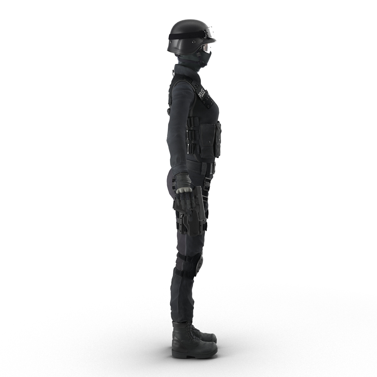 SWAT Woman Afro American 3D model