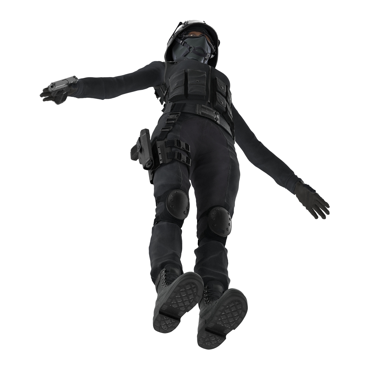 SWAT Woman Afro American 3D model