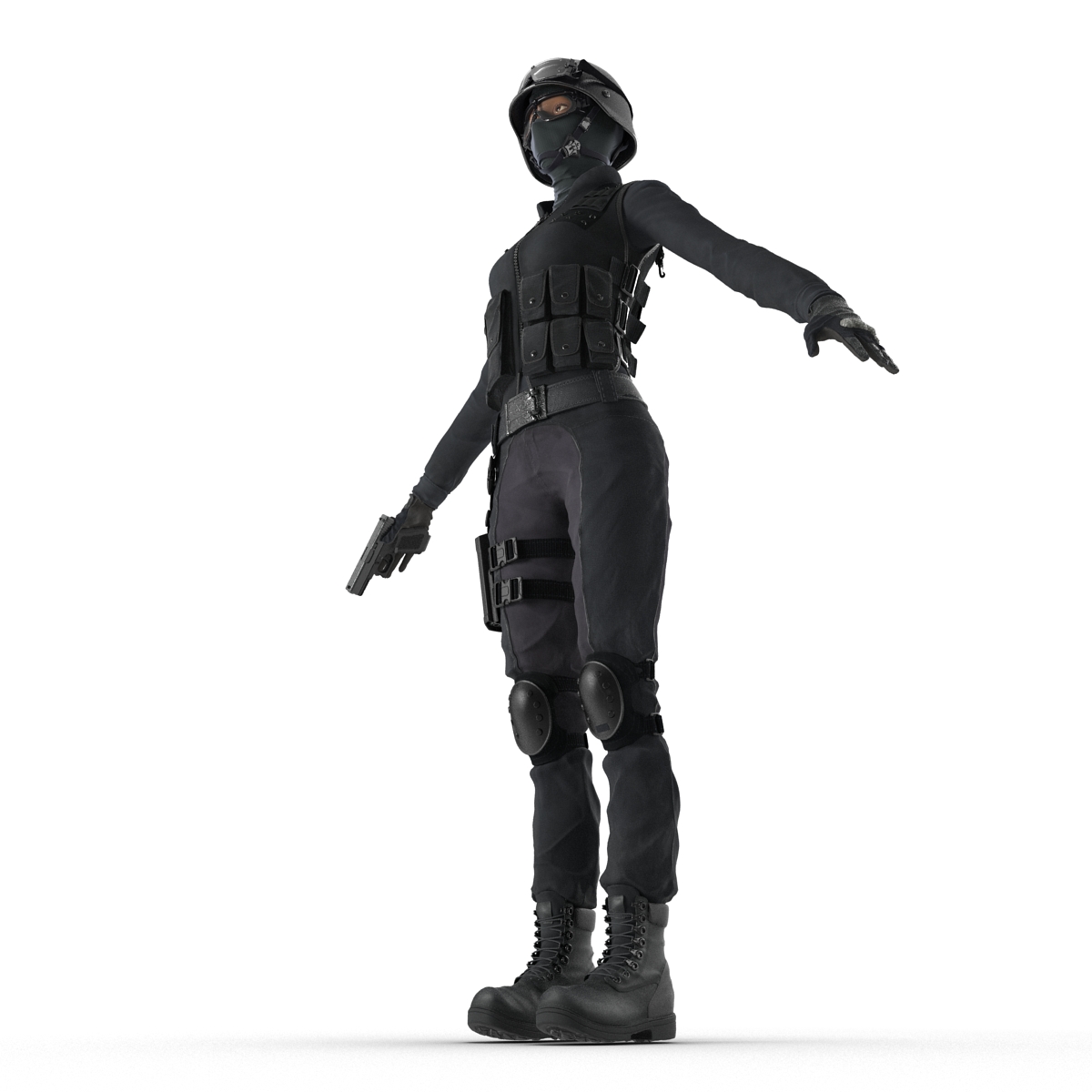 SWAT Woman Afro American 3D model