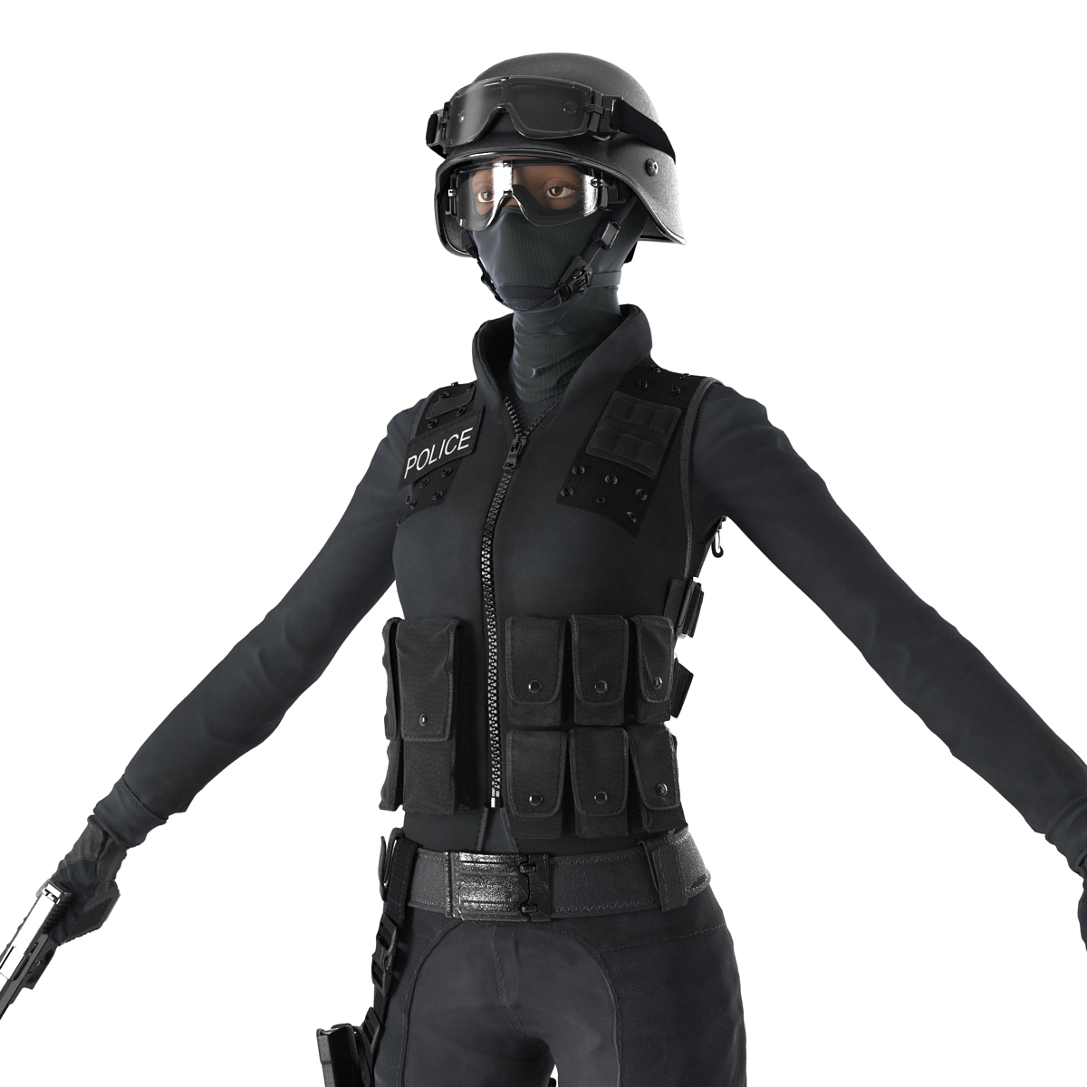 SWAT Woman Afro American 3D model