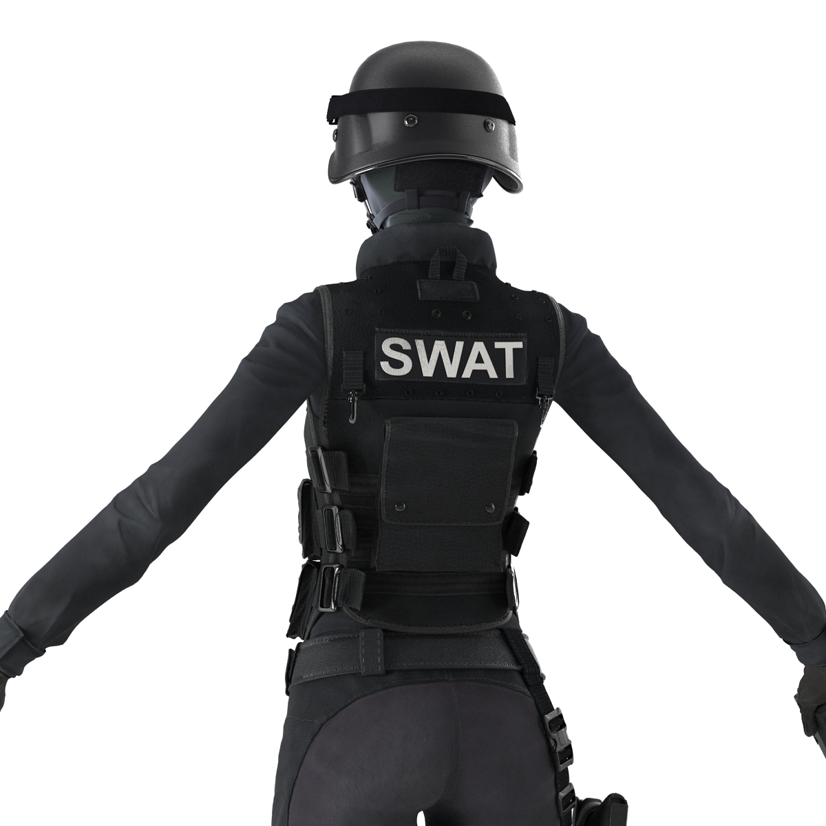 SWAT Woman Afro American 3D model