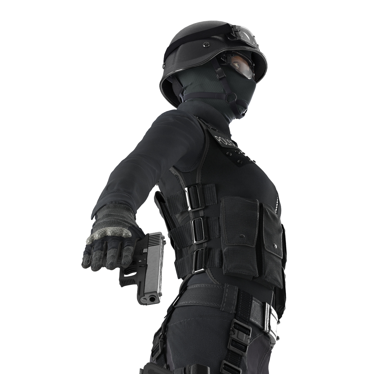 SWAT Woman Afro American 3D model