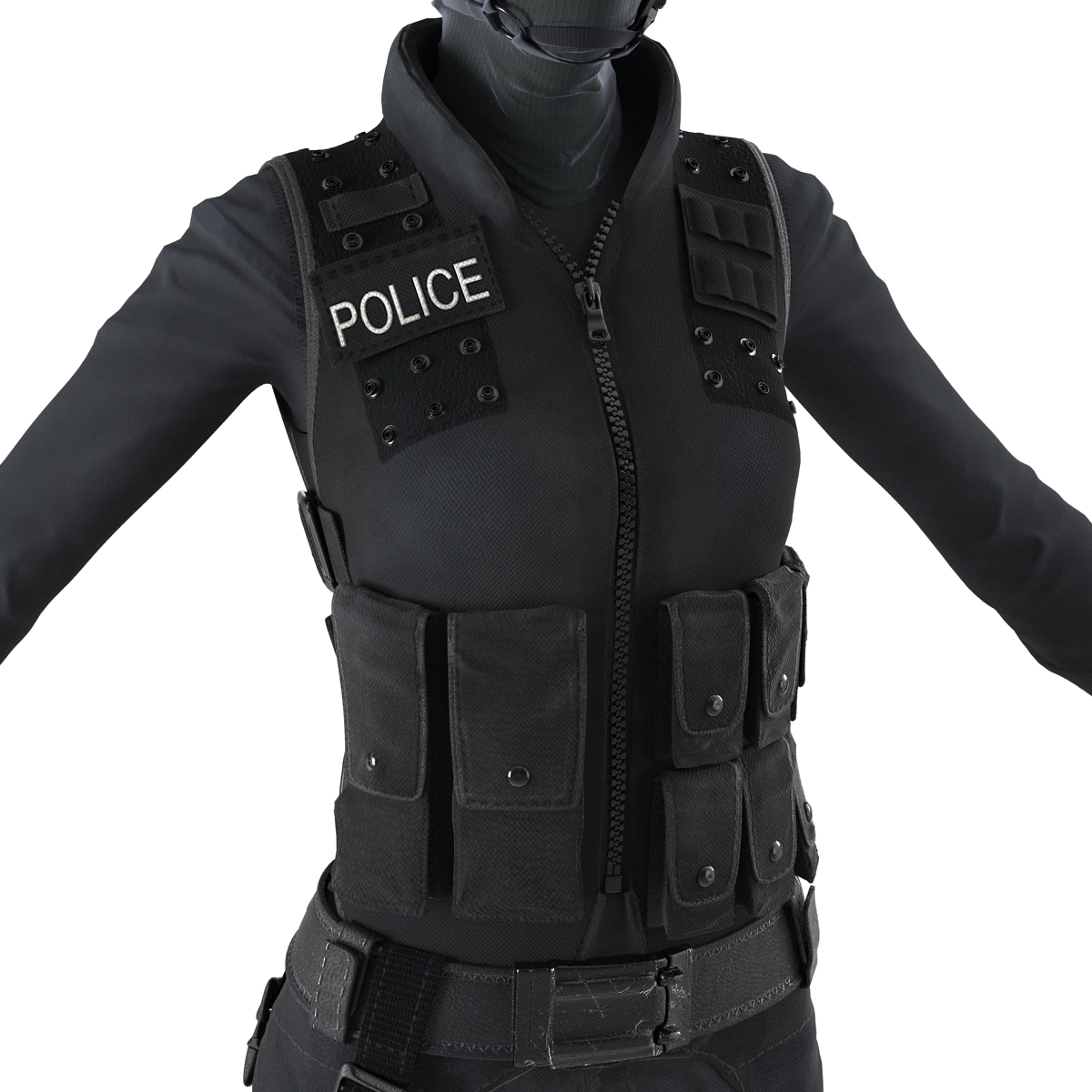 SWAT Woman Afro American 3D model