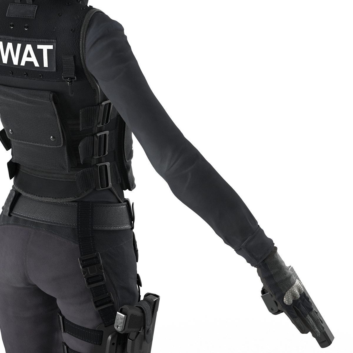 SWAT Woman Afro American 3D model