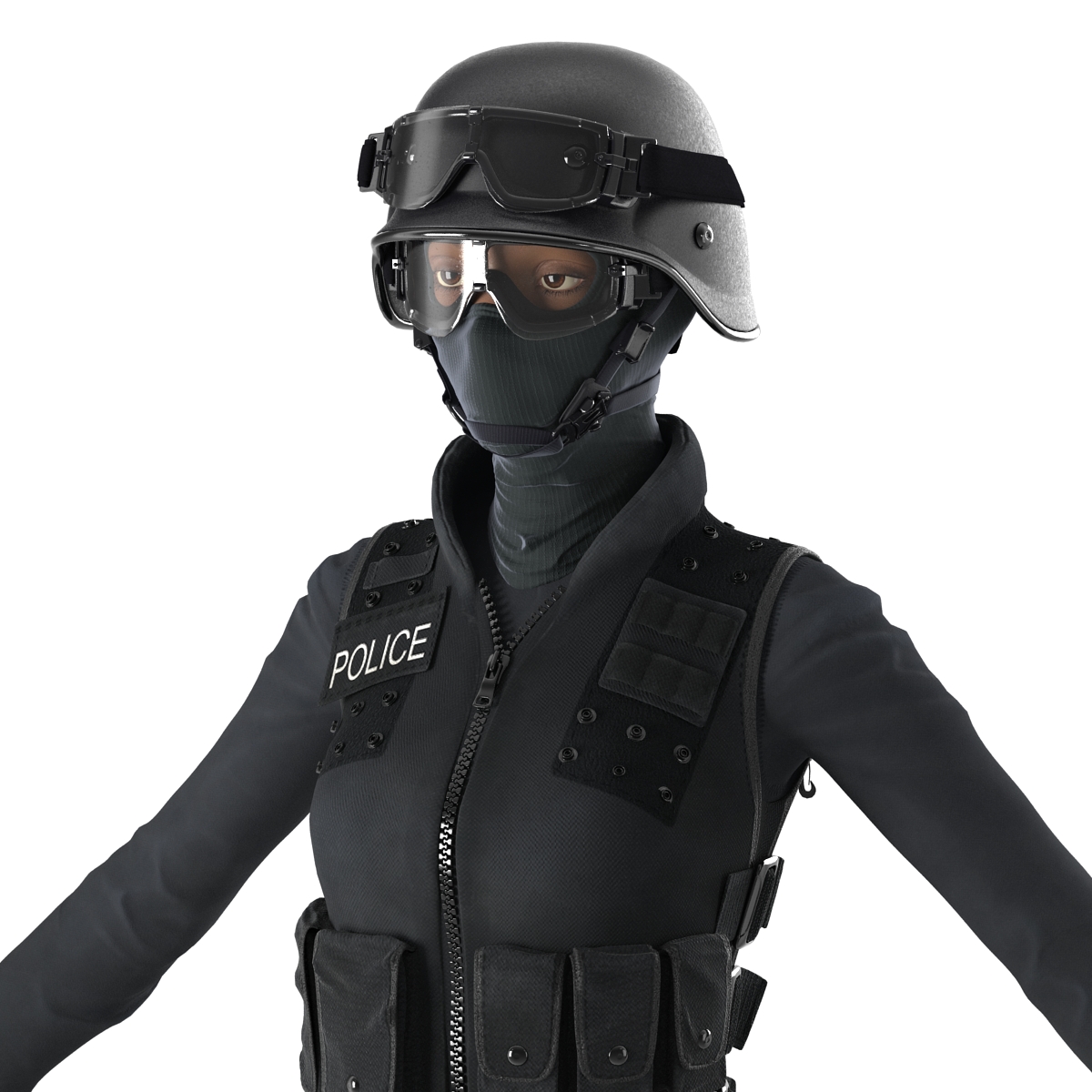 SWAT Woman Afro American 3D model