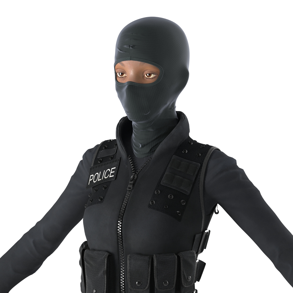 SWAT Woman Afro American 3D model