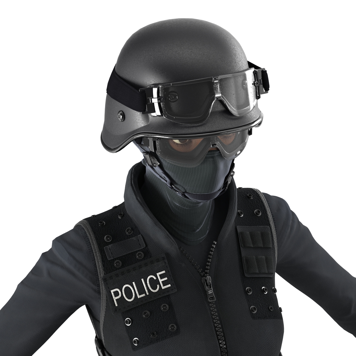 SWAT Woman Afro American 3D model