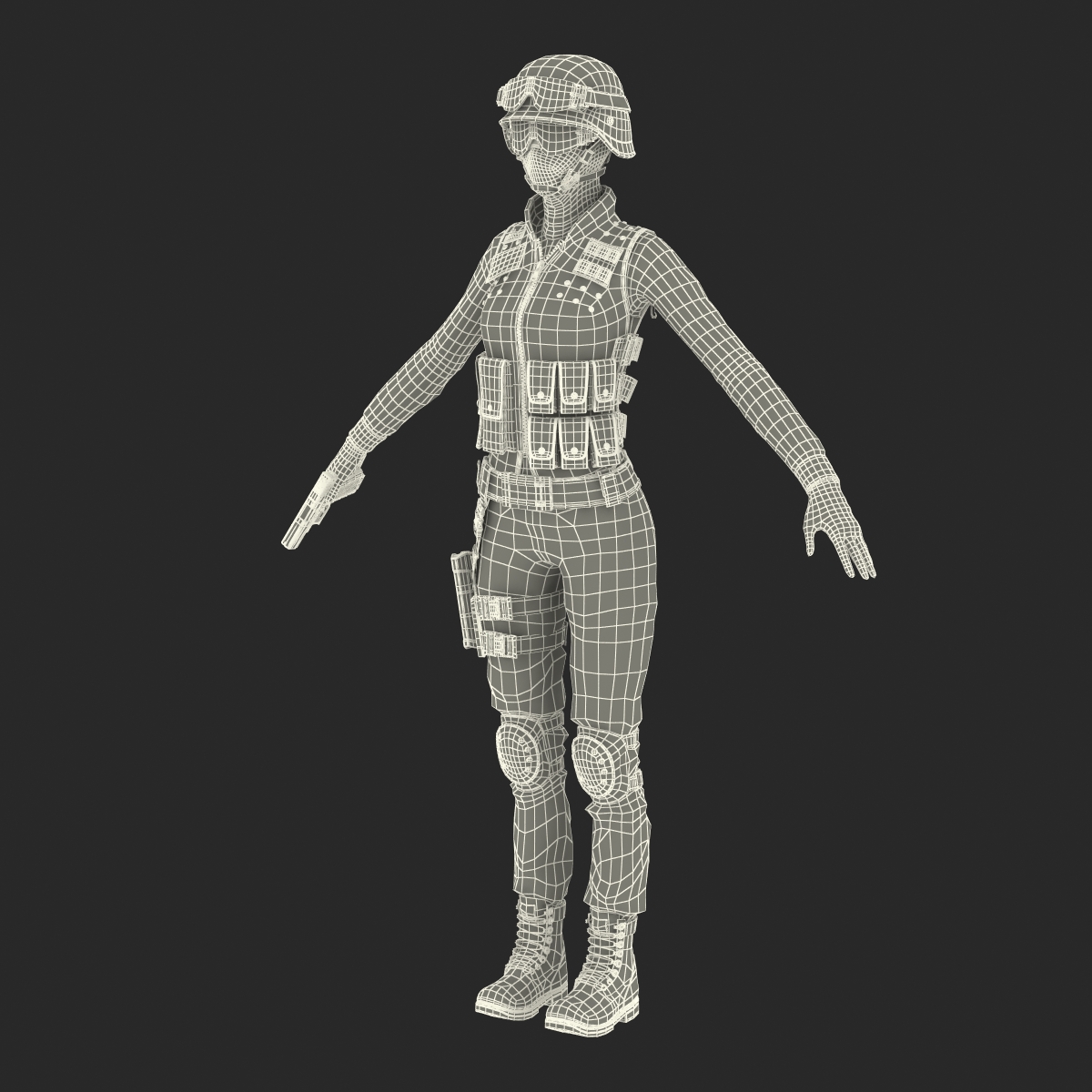 SWAT Woman Afro American 3D model