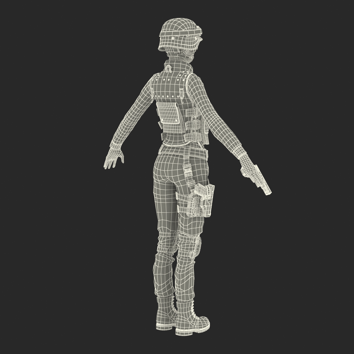 SWAT Woman Afro American 3D model