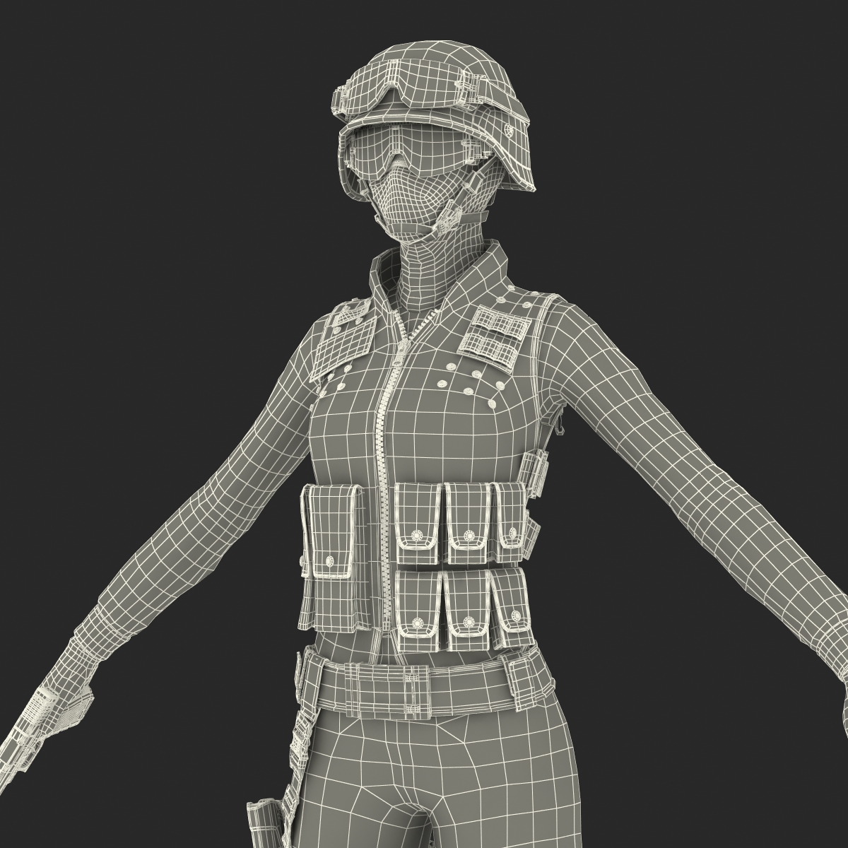 SWAT Woman Afro American 3D model