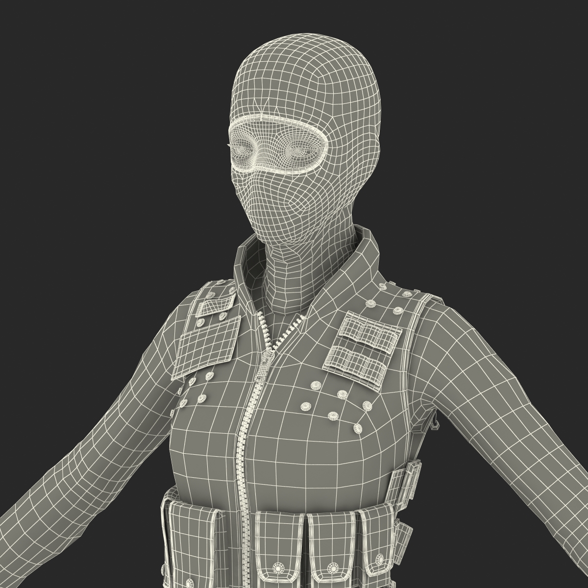 SWAT Woman Afro American 3D model