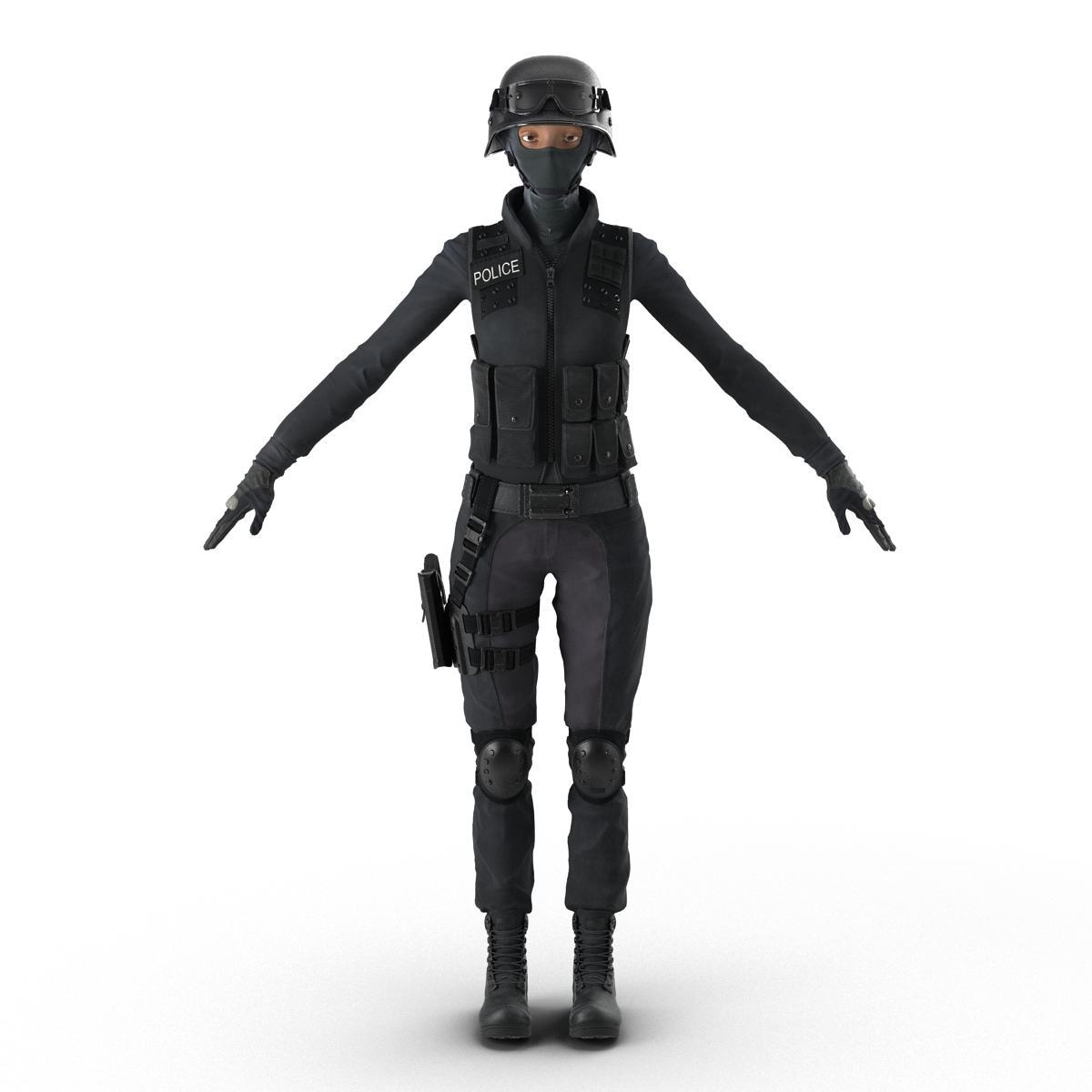 3D SWAT Woman Afro American 2