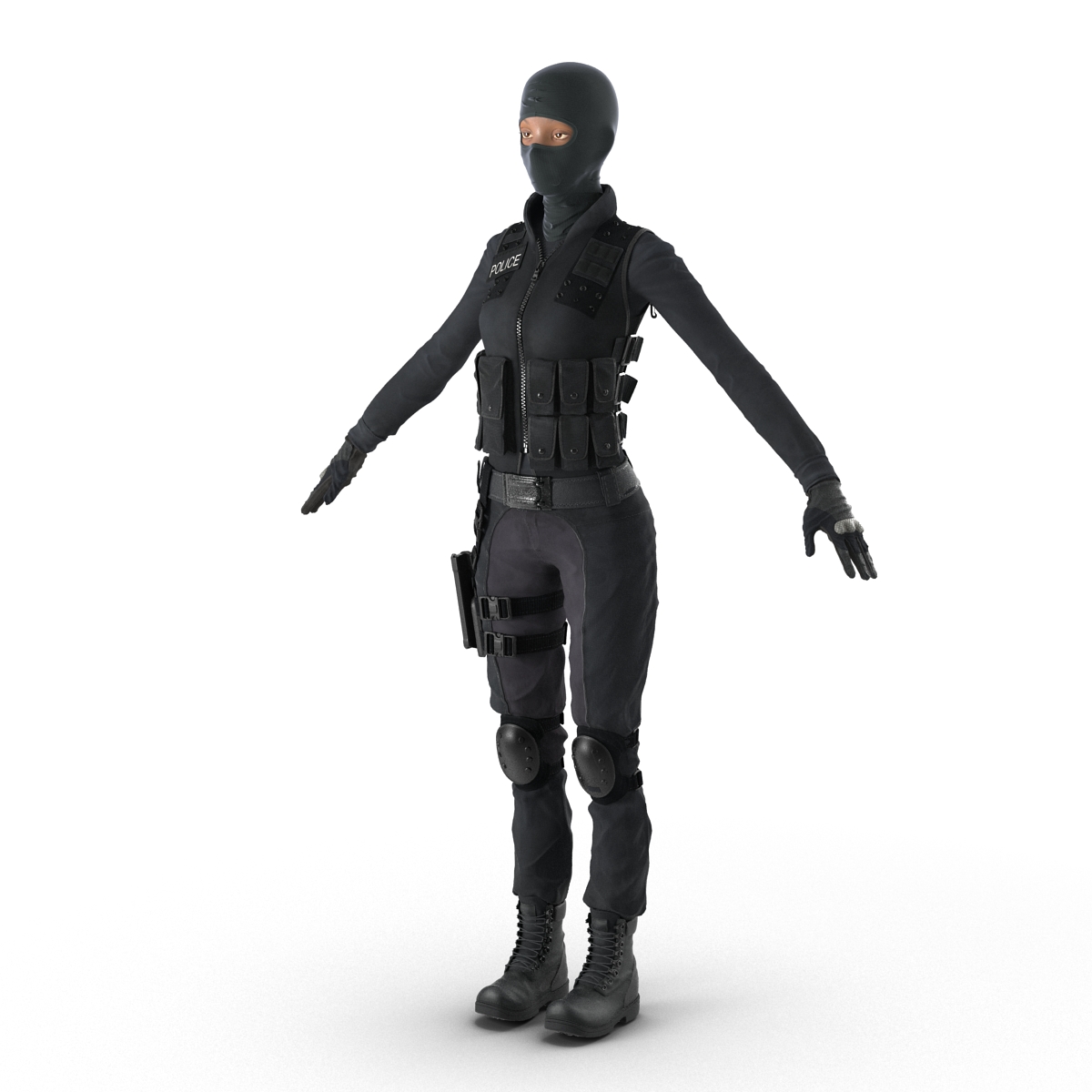 3D SWAT Woman Afro American 2