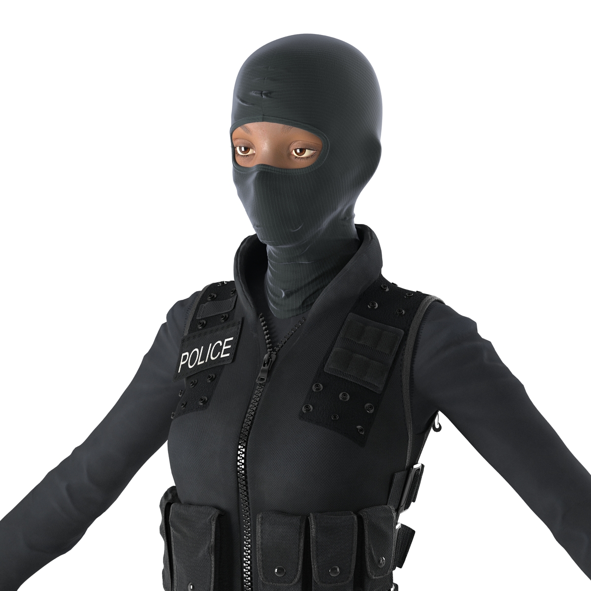 3D SWAT Woman Afro American 2