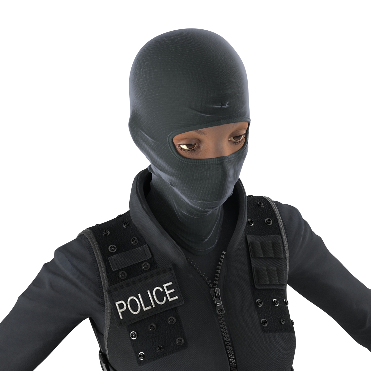 3D SWAT Woman Afro American 2