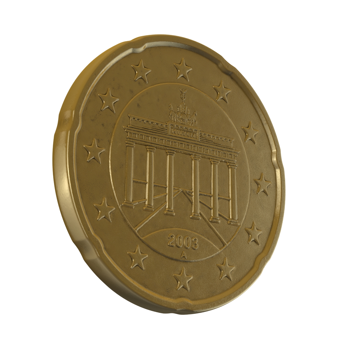 German Euro Coin 20 Cent 3D model