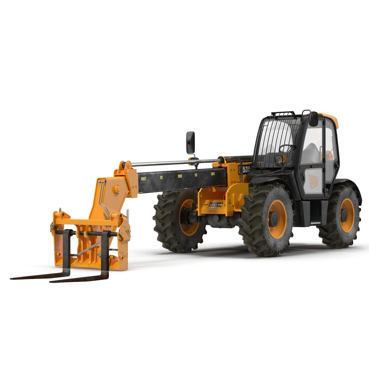 Telescopic Handler Forklift JCB 535 95 Orange Rigged 3D