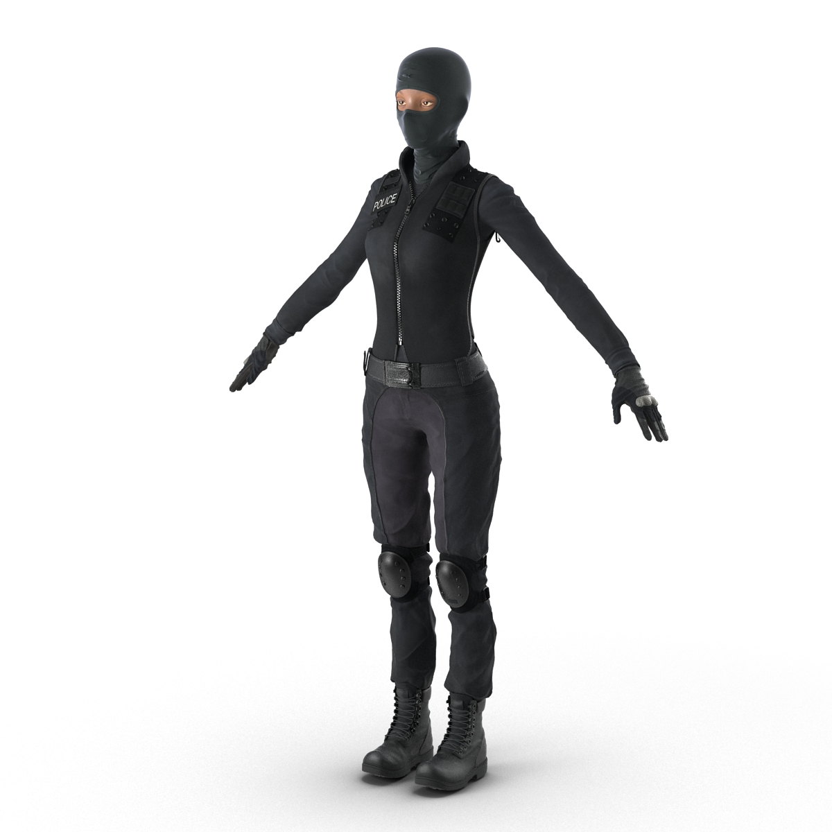 3D SWAT Woman Afro American 3