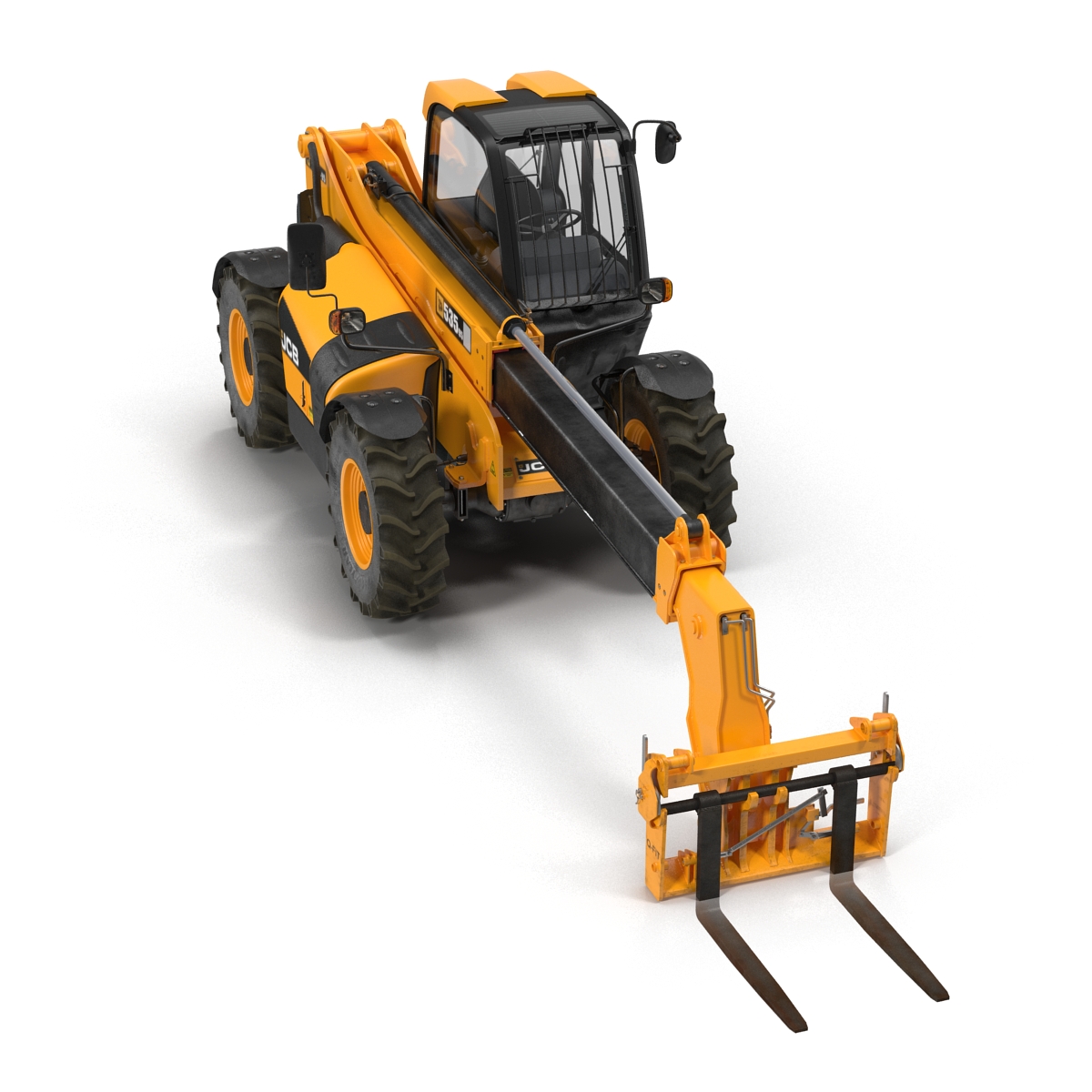 Telescopic Handler Forklift JCB 535 95 Orange Rigged 3D