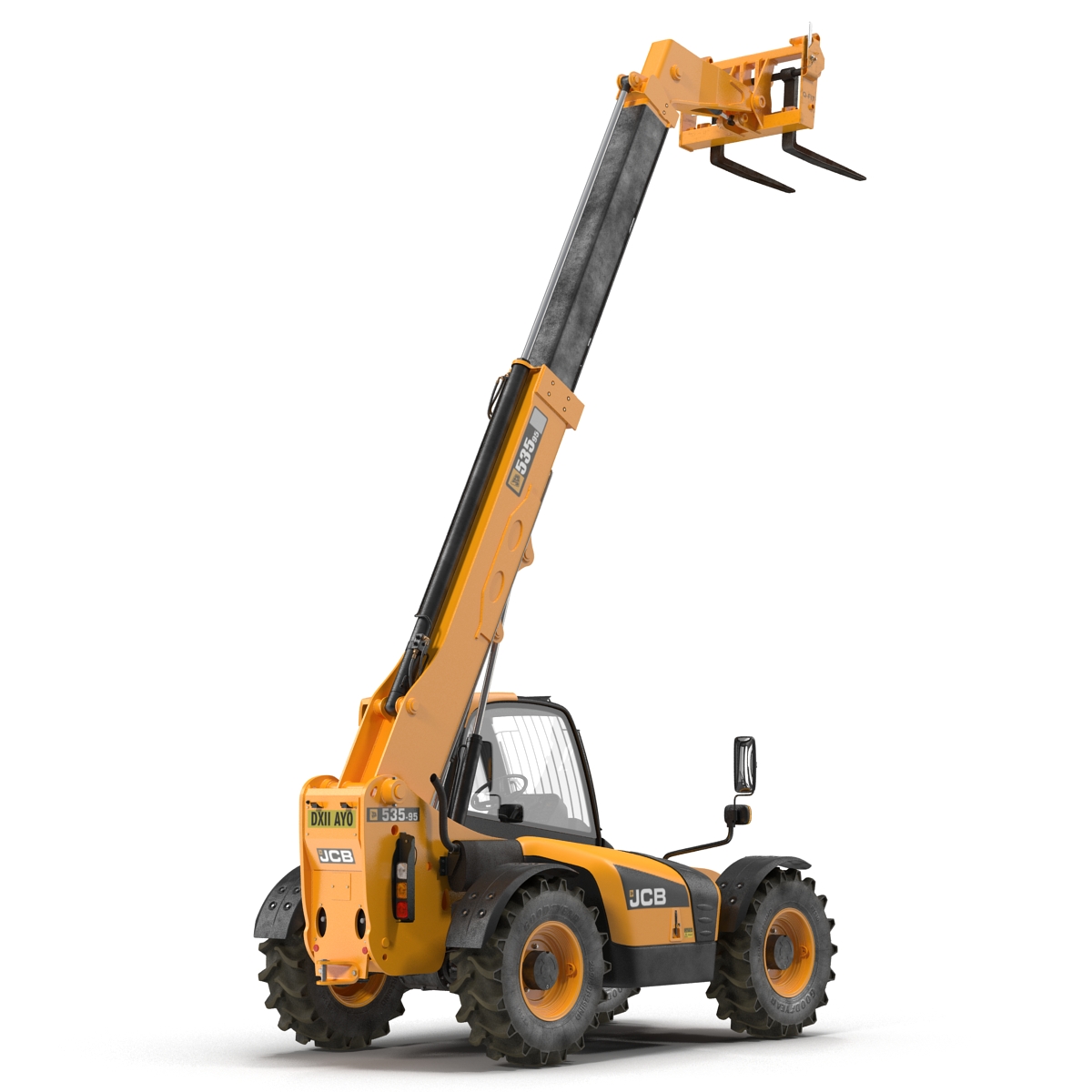 Telescopic Handler Forklift JCB 535 95 Orange Rigged 3D