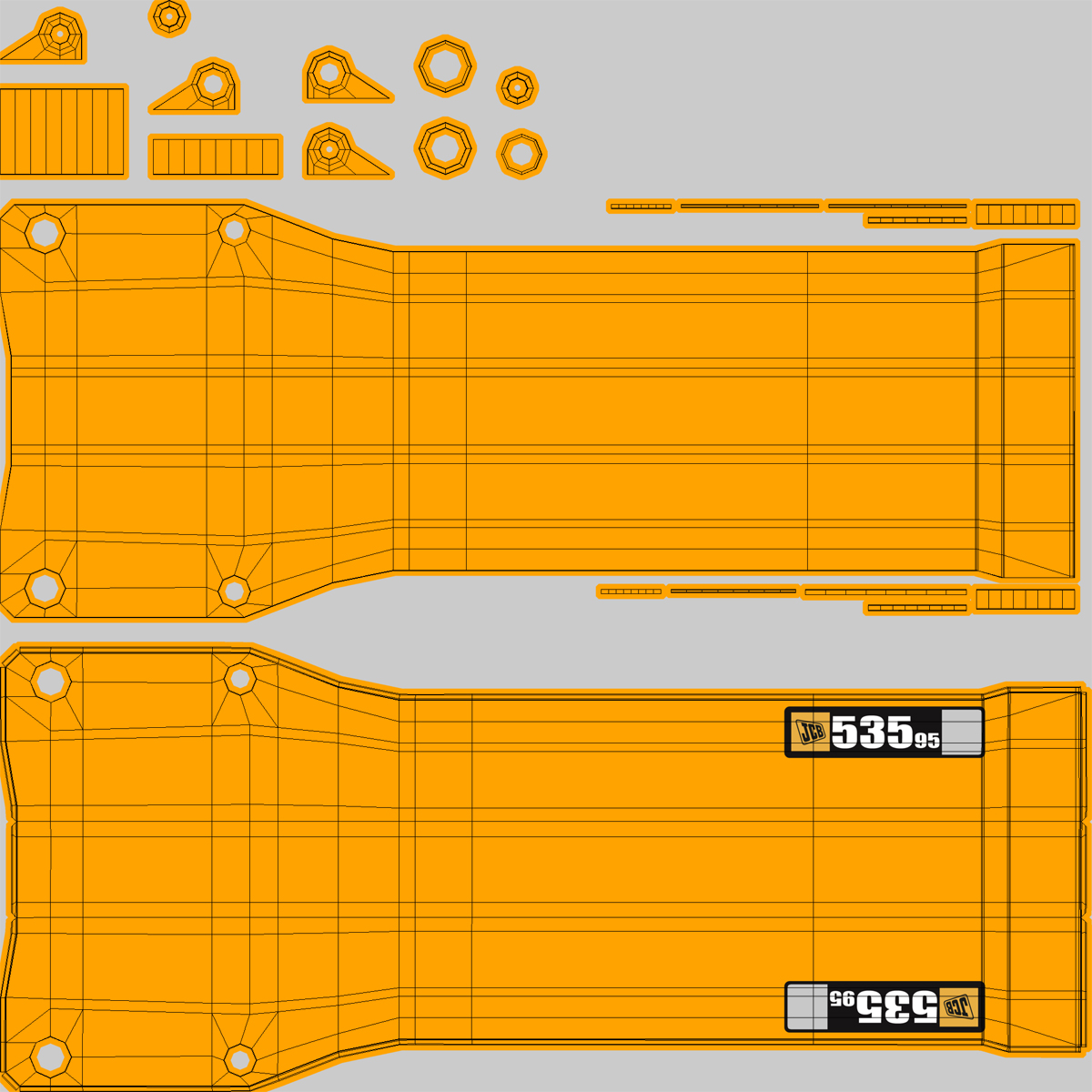 Telescopic Handler Forklift JCB 535 95 Orange Rigged 3D