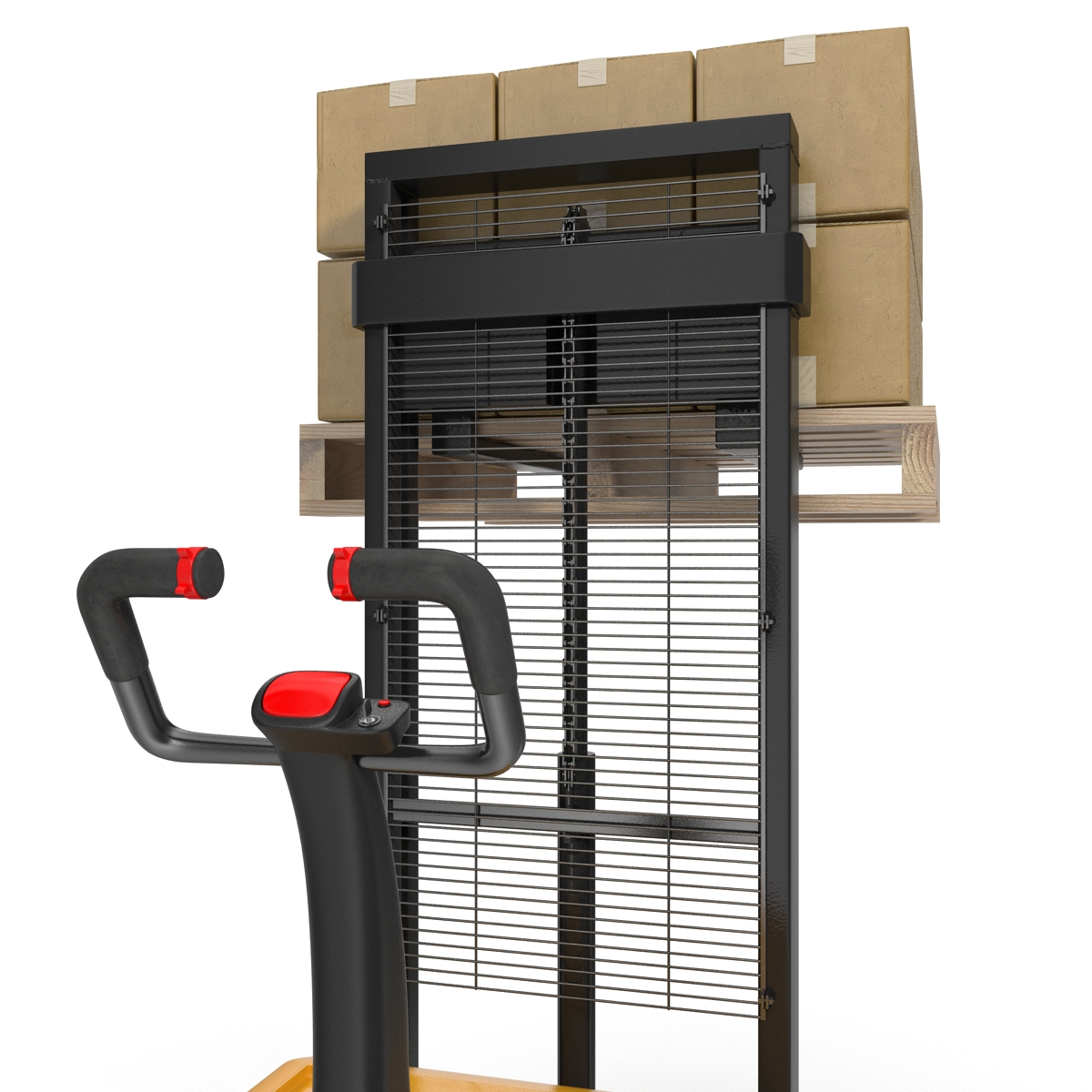 3D model Electric Walkie Stacker and Wooden Pallet Set